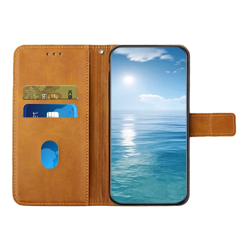 Leather Case For Honor X6c 4G  /  X6b 4G  /  X6a 4G  /  X5b  /  X5b Plus Line Pattern Wallet Phone Cover with Wrist Strap - Yellow