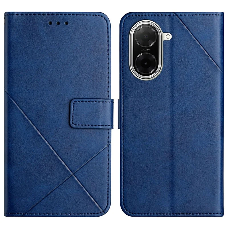 Til Xiaomi Redmi A5 4G (171,7 mm) Taske med Linjemønster, Wallet, Læderet Telefonbeskyttelse med Håndledsrem - Blå