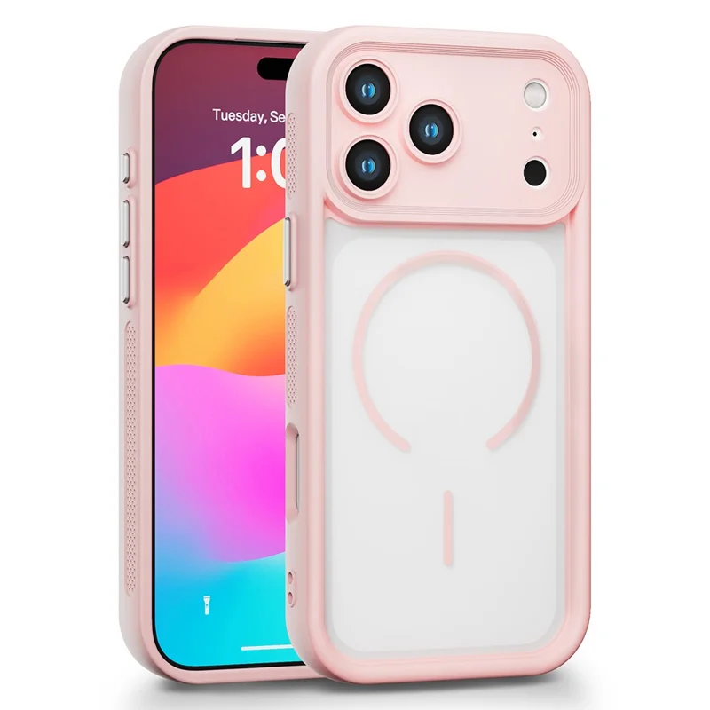 Массовая покупка для iPhone 17 Pro Magnetic Case Side Heat Dissipation PC TPU Phone Back Cover - Розовый