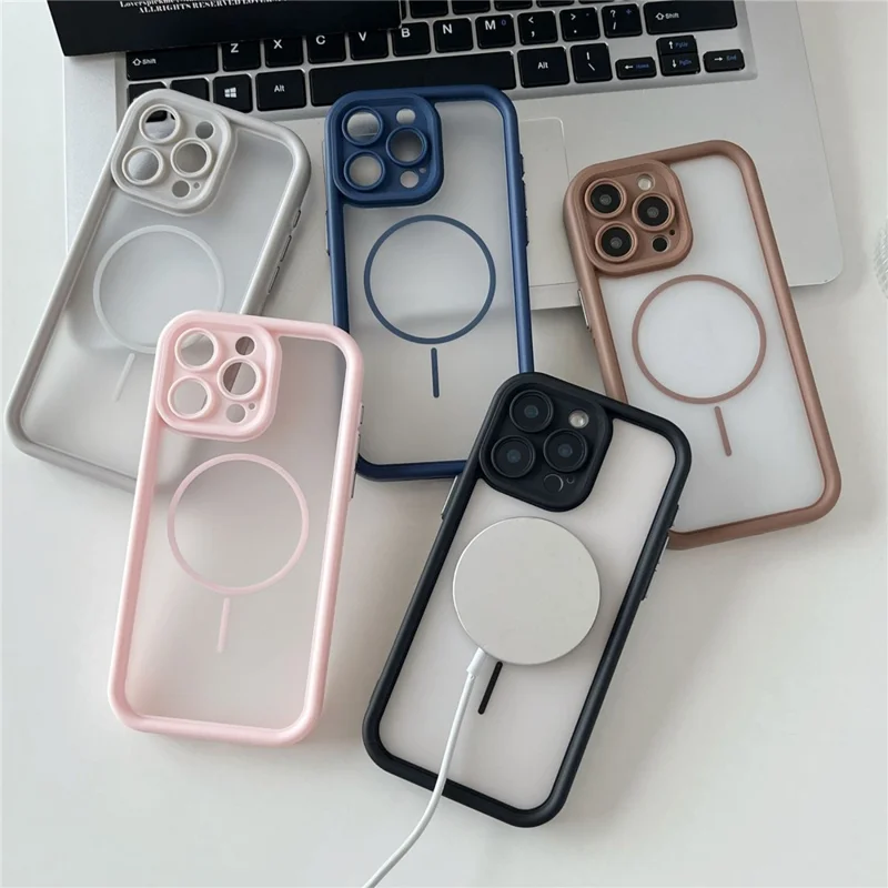 Массовая покупка для iPhone 16 Pro Магнитный чехол Боковое рассеивание тепла ПК TPU Задняя крышка телефона - Черный