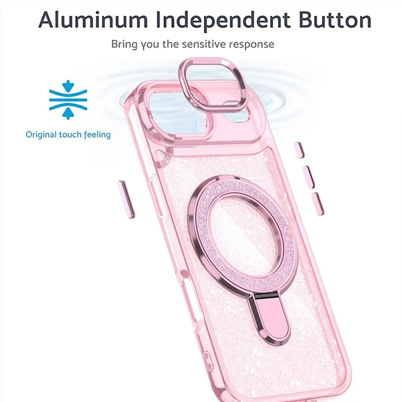 For iPhone Air Case Glitter Design TPU + PC Kickstand Phone Protector - Purple