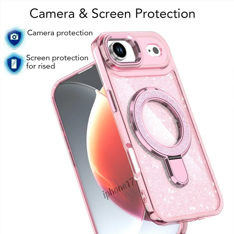 For iPhone Air Case Glitter Design TPU + PC Kickstand Phone Protector - Purple
