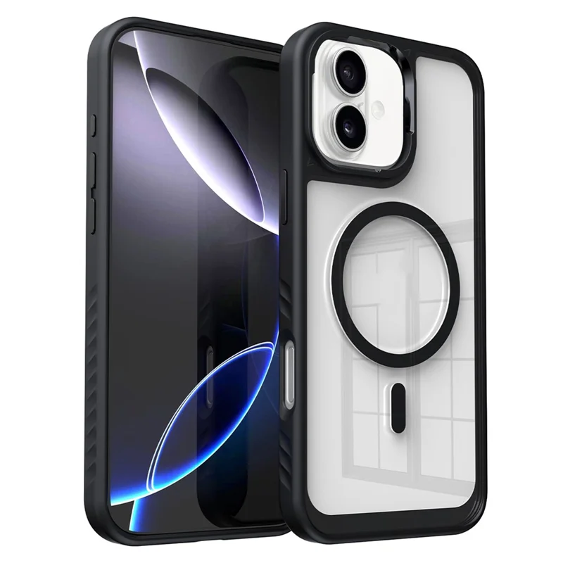 For iPhone 17 Case Compatible with MagSafe TPU + PC Shockproof Phone Back Cover - Black