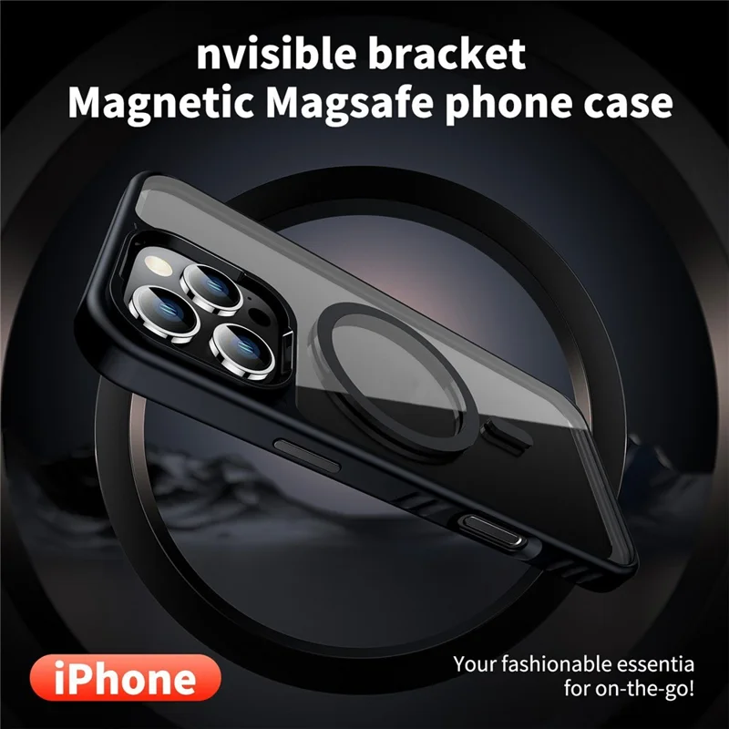 For iPhone 16 Case Compatible with MagSafe TPU + PC Shockproof Phone Back Cover - Black