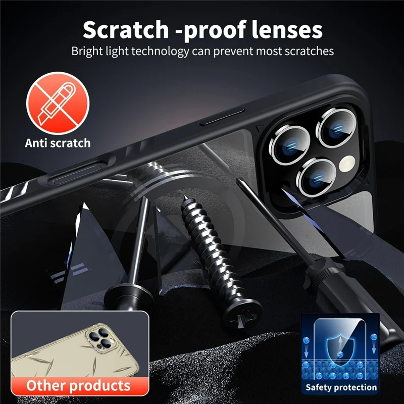 For iPhone 16 Case Compatible with MagSafe TPU + PC Shockproof Phone Back Cover - Black