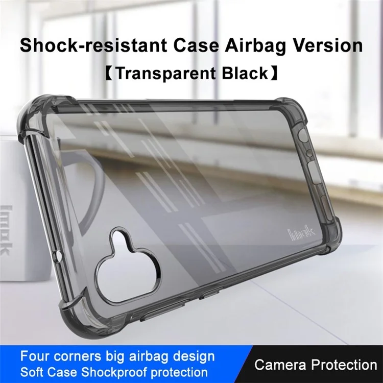 IMAK For Samsung Galaxy A04 4G (164.4 x 76.3 x 9.1 mm) Four Corner Airbag Shockproof Phone Case Flexible TPU Cover - Transparent Black