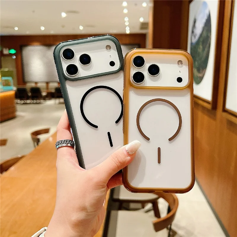 For iPhone 17 Pro Magnetic Case TPU + PC Crystal Clear Phone Cover - Pink