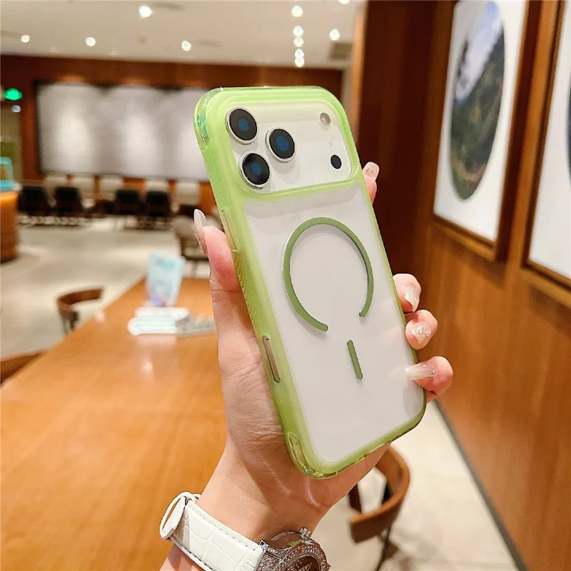 For iPhone 17 Pro Magnetic Case TPU + PC Crystal Clear Phone Cover - Green