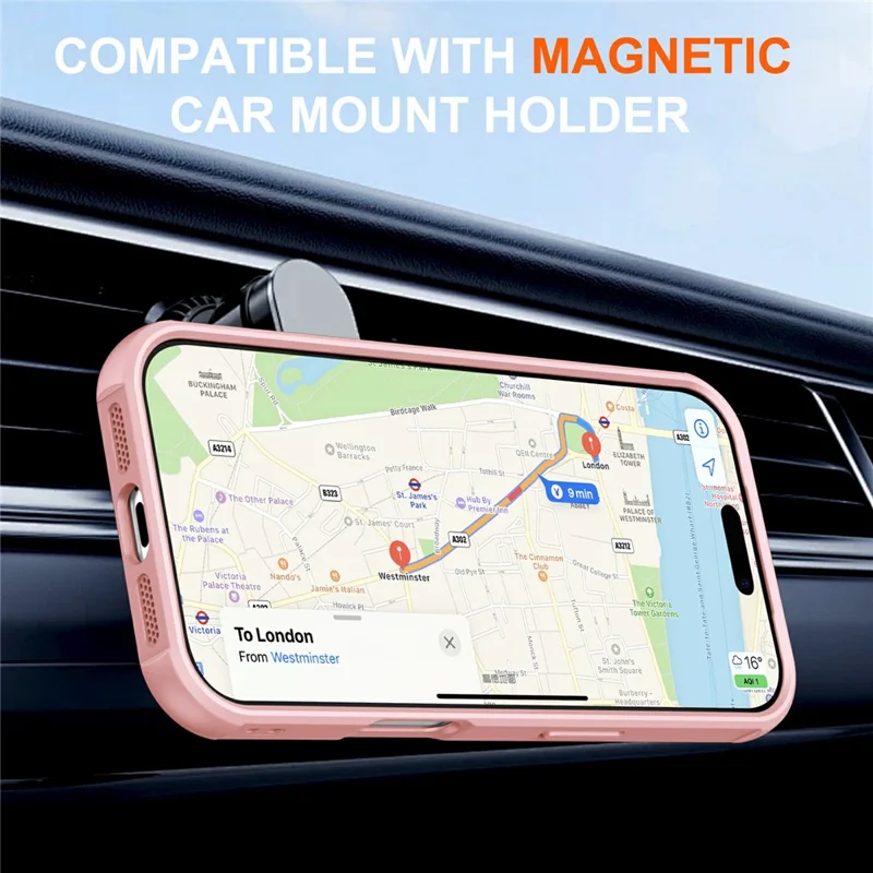 For iPhone 17 Pro Max Case Compatible with MagSafe Kickstand TPU PC Shockproof Phone Back Cover - Pink