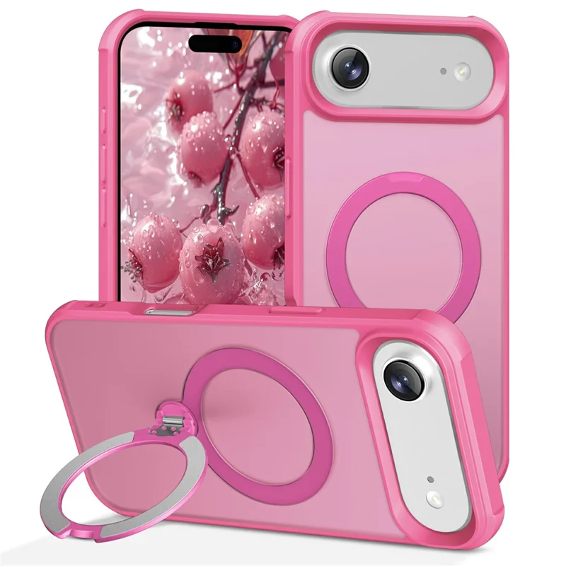 For iPhone Air Case Compatible with MagSafe Kickstand TPU PC Shockproof Phone Back Cover - Rose