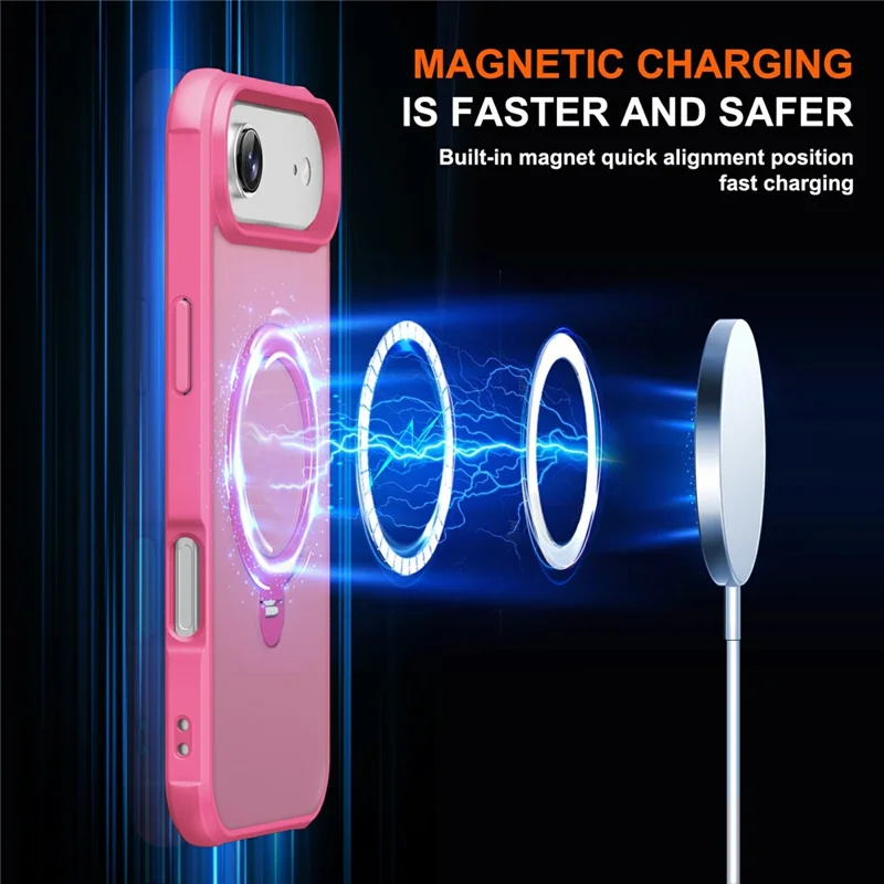 For iPhone Air Case Compatible with MagSafe Kickstand TPU PC Shockproof Phone Back Cover - Rose