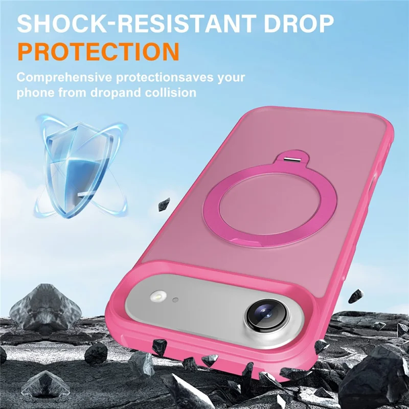 For iPhone Air Case Compatible with MagSafe Kickstand TPU PC Shockproof Phone Back Cover - Rose