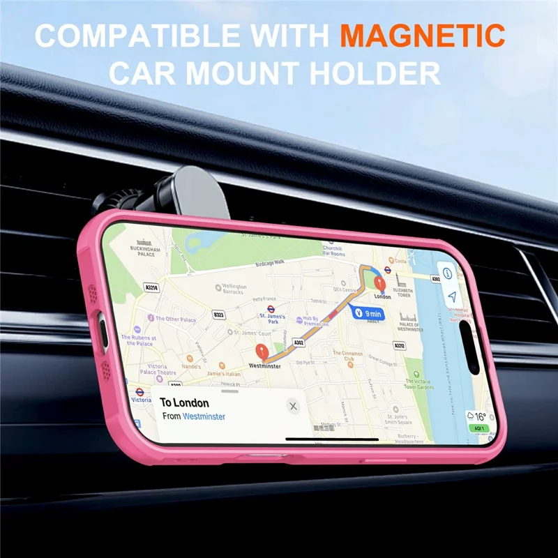 For iPhone Air Case Compatible with MagSafe Kickstand TPU PC Shockproof Phone Back Cover - Rose