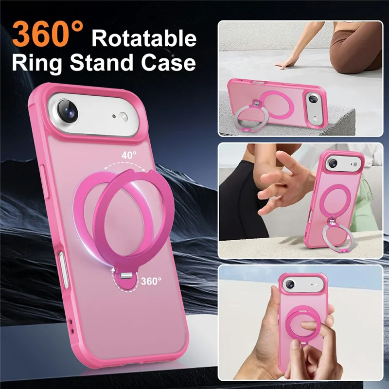 For iPhone Air Case Compatible with MagSafe Kickstand TPU PC Shockproof Phone Back Cover - Rose