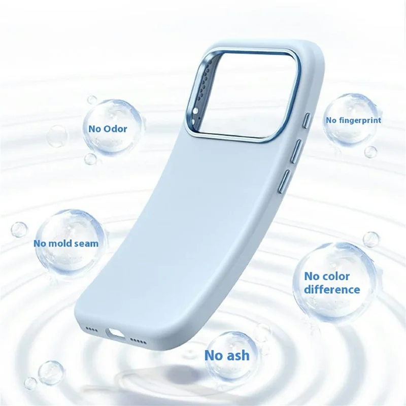 For iPhone 17 Pro Case Shockproof Liquid Silicone Phone Back Cover with Metal Lens Frame - Blue