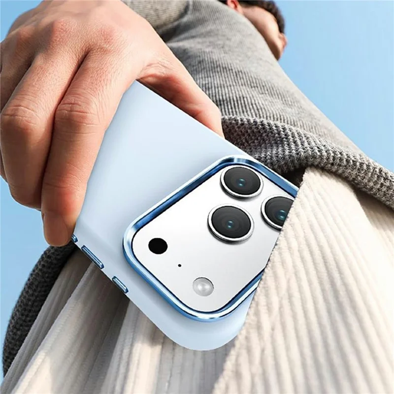 For iPhone 17 Pro Case Shockproof Liquid Silicone Phone Back Cover with Metal Lens Frame - White