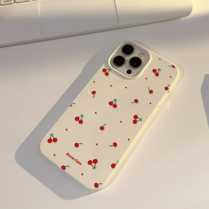 For iPhone 13 Pro Case Unique Cherry Pattern Printing TPU Phone Back Cover