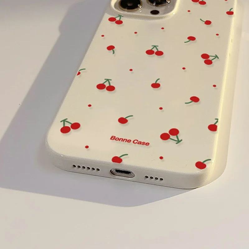 For iPhone 14 Pro Case Unique Cherry Pattern Printing TPU Phone Back Cover