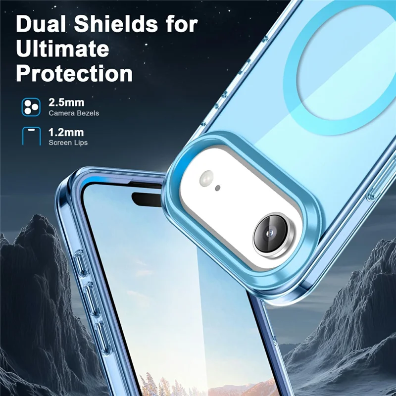 For iPhone Air Case Compatible with MagSafe PC+TPU Clear Phone Cover with PET Screen Film - Blue