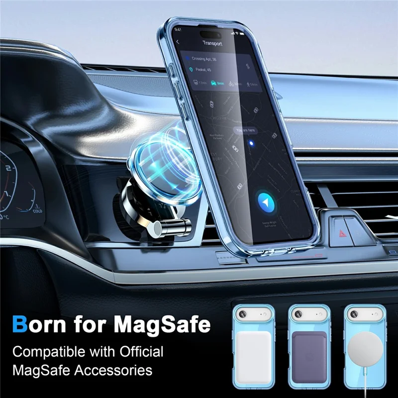 For iPhone Air Case Compatible with MagSafe PC+TPU Clear Phone Cover with PET Screen Film - Blue