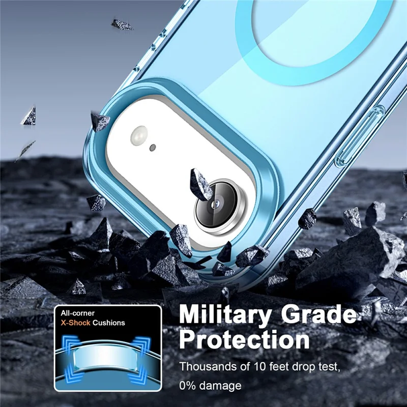 For iPhone Air Case Compatible with MagSafe PC+TPU Clear Phone Cover with PET Screen Film - Blue