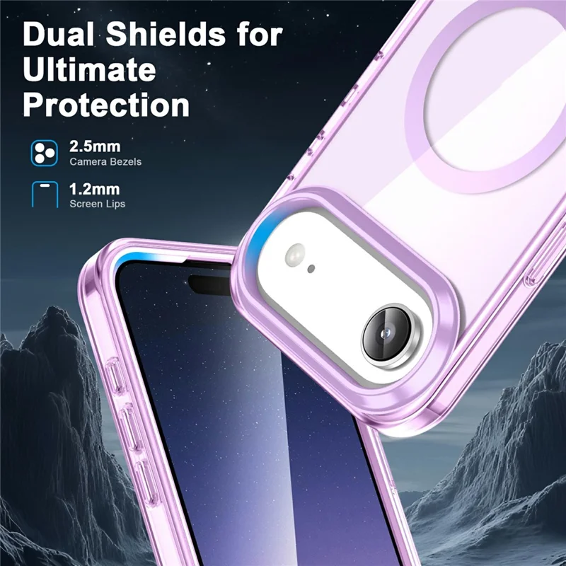 For iPhone Air Case Compatible with MagSafe PC+TPU Clear Phone Cover with PET Screen Film - Light Purple