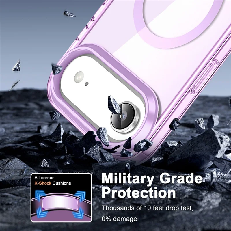 For iPhone Air Case Compatible with MagSafe PC+TPU Clear Phone Cover with PET Screen Film - Light Purple