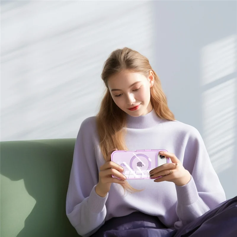 For iPhone Air Case Compatible with MagSafe PC+TPU Clear Phone Cover with PET Screen Film - Light Purple
