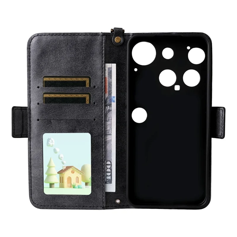 Funda de Cuero para Teléfono Nothing Phone (3) 5G con Cierre Magnético, Soporte y Correa Cruzada - Negro