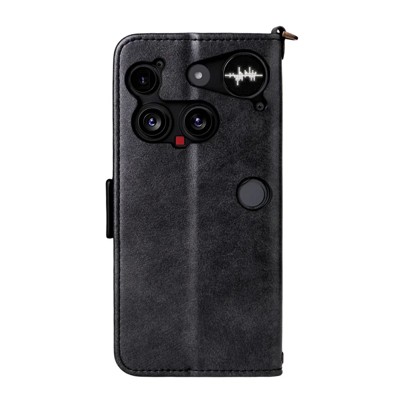 Funda de Cuero para Teléfono Nothing Phone (3) 5G con Cierre Magnético, Soporte y Correa Cruzada - Negro