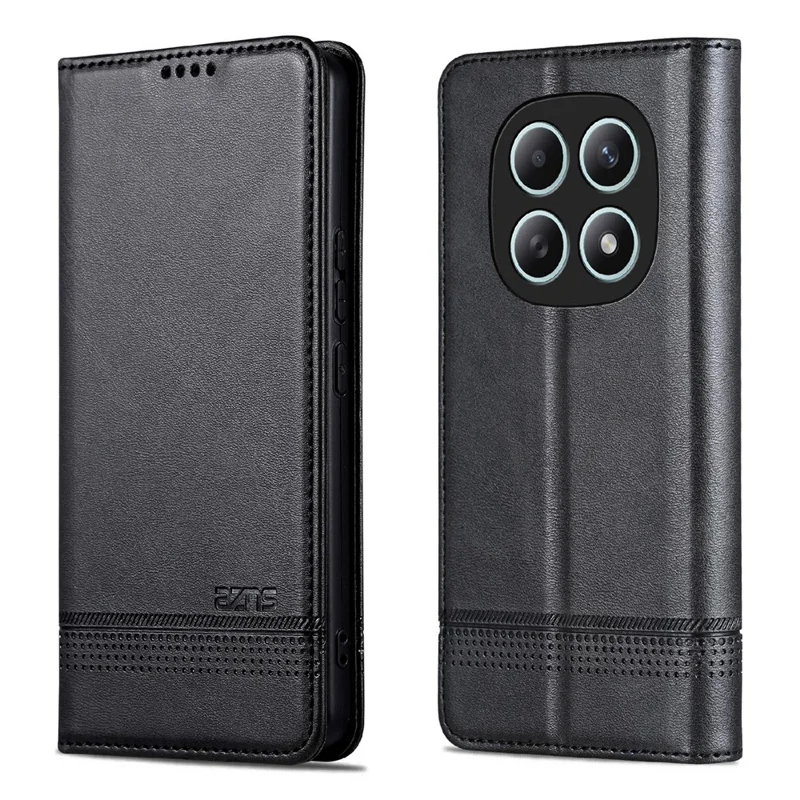 AZNS For Xiaomi Redmi Note 15 5G Case Cowhide Texture PU Leather Wallet Phone Cover - Black