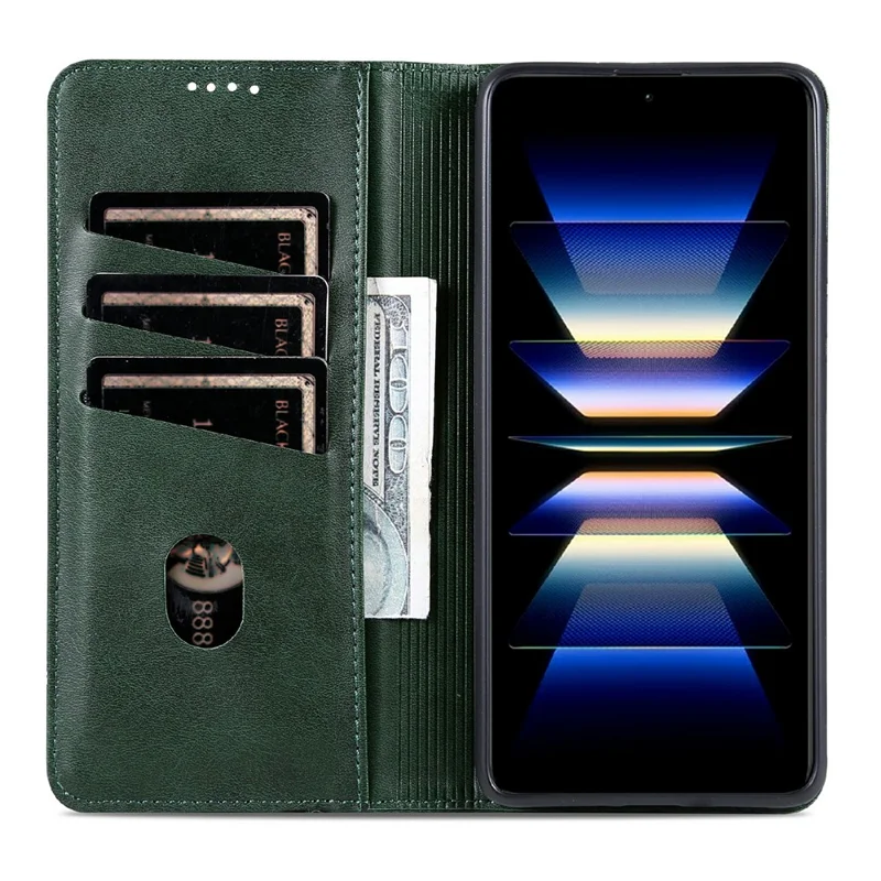 AZNS For Xiaomi Poco M8 5G / Redmi Note 15 5G (Global) Case Cowhide Texture PU Leather Wallet Phone Cover - Green