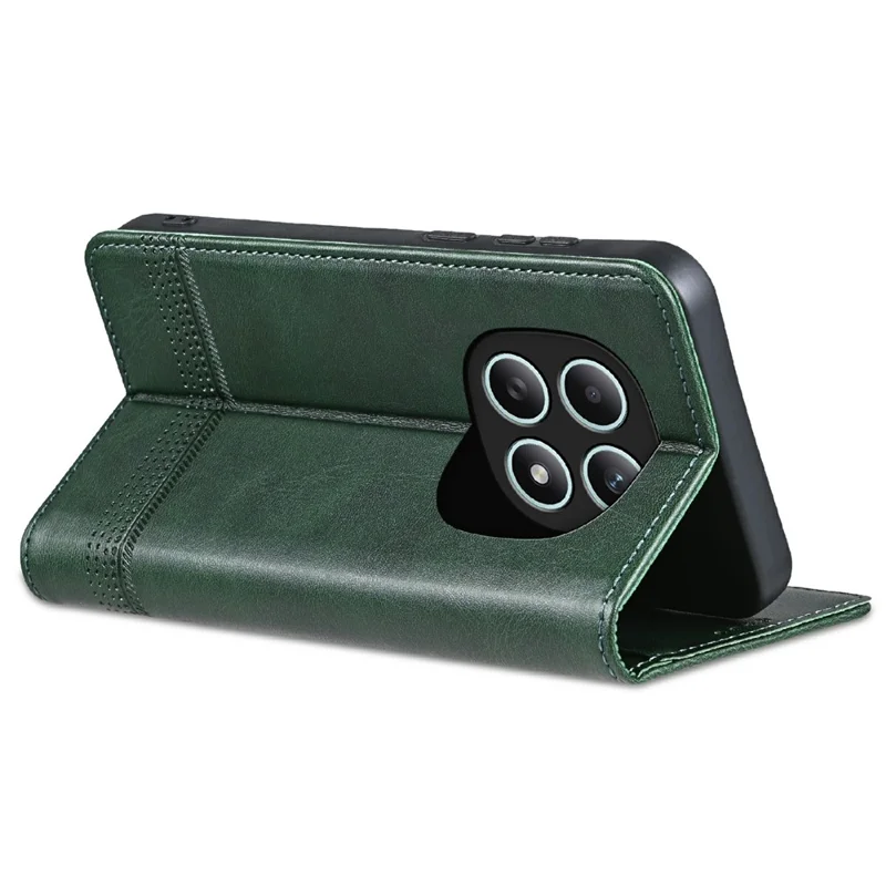 AZNS For Xiaomi Poco M8 5G / Redmi Note 15 5G (Global) Case Cowhide Texture PU Leather Wallet Phone Cover - Green