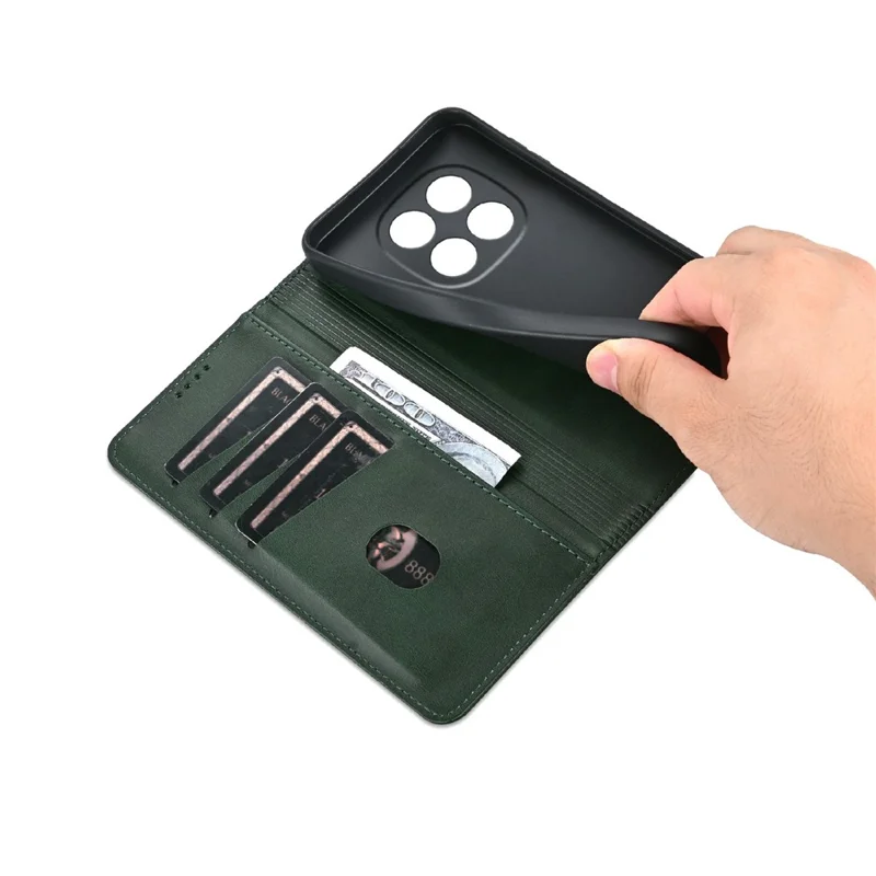 AZNS For Xiaomi Poco M8 5G / Redmi Note 15 5G (Global) Case Cowhide Texture PU Leather Wallet Phone Cover - Green