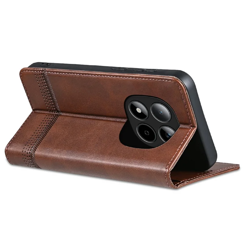 Étui pour Xiaomi Redmi Note 15 Pro 5G en cuir de vachette, texture de cuir PU, housse de téléphone portefeuille - Café