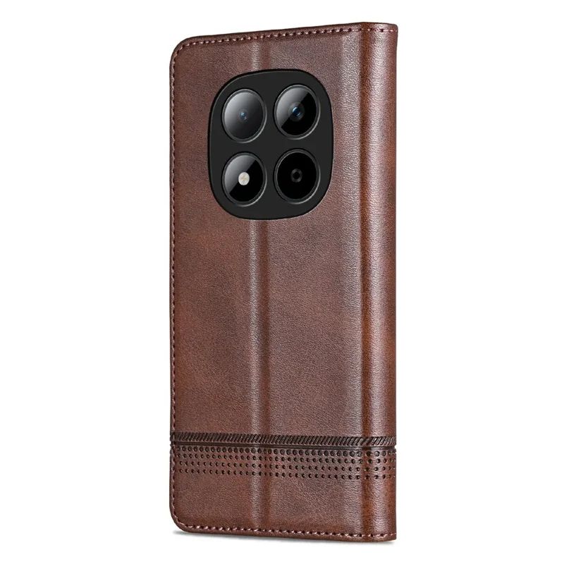 Étui pour Xiaomi Redmi Note 15 Pro 5G en cuir de vachette, texture de cuir PU, housse de téléphone portefeuille - Café