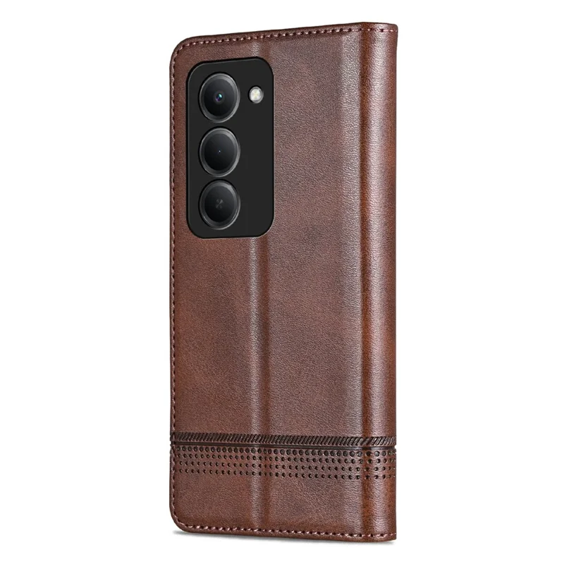 AZNS Pour Xiaomi Redmi 15 5G (Global) (169mm) Étui Texture Cuir de Vache PU Portefeuille Housse de Téléphone - Café