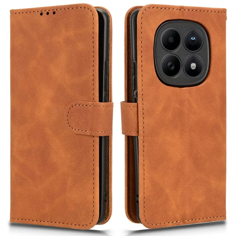 For Xiaomi Redmi Note 15 5G (Global) Leather Case Skin Feel Anti Drop Wallet Flip Phone Cover - Brown
