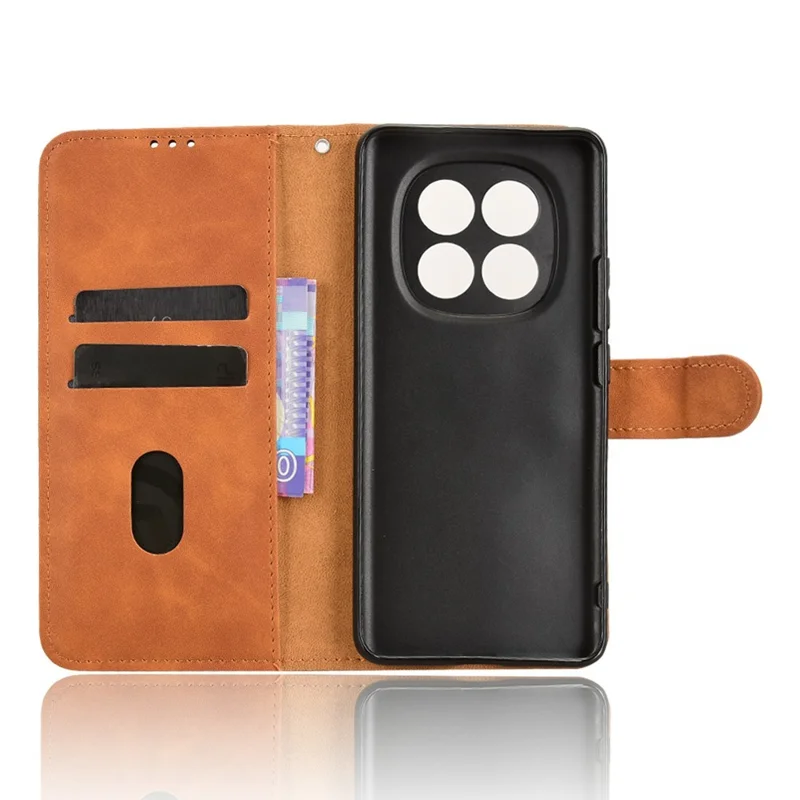 For Xiaomi Redmi Note 15 5G (Global) Leather Case Skin Feel Anti Drop Wallet Flip Phone Cover - Brown