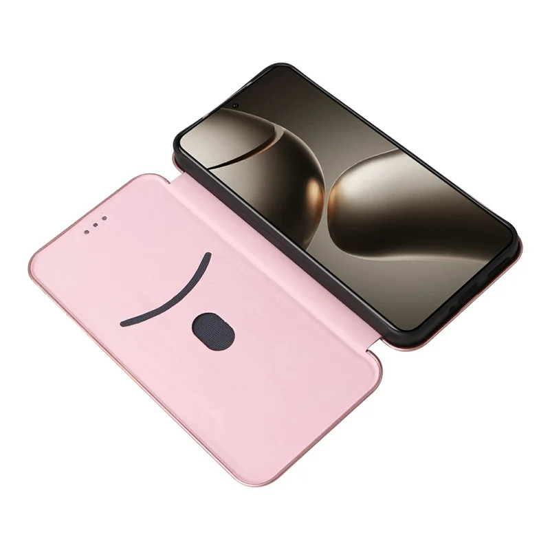 For Xiaomi 15T Pro Case Carbon Fiber Texture Drop-Proof PU Leather Phone Cover - Rose Gold