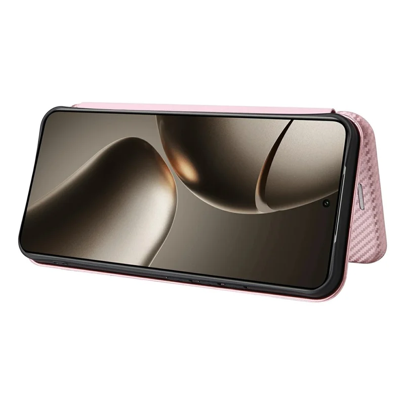 For Xiaomi 15T Pro Case Carbon Fiber Texture Drop-Proof PU Leather Phone Cover - Rose Gold