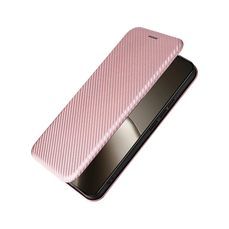 For Xiaomi 15T Pro Case Carbon Fiber Texture Drop-Proof PU Leather Phone Cover - Rose Gold