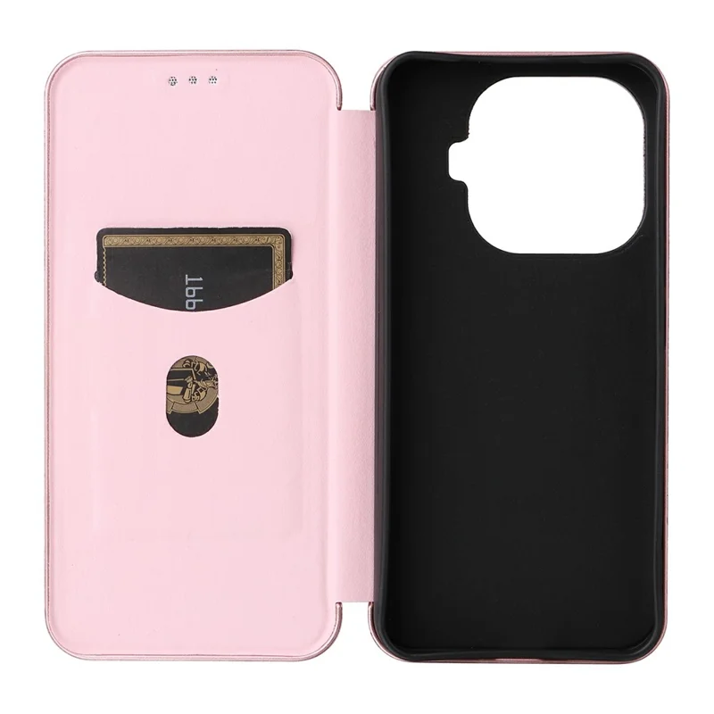 For Xiaomi 15T Pro Case Carbon Fiber Texture Drop-Proof PU Leather Phone Cover - Rose Gold