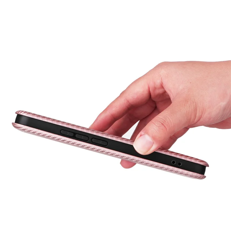 For Xiaomi 15T Pro Case Carbon Fiber Texture Drop-Proof PU Leather Phone Cover - Rose Gold