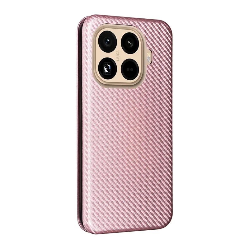 For Xiaomi 15T Pro Case Carbon Fiber Texture Drop-Proof PU Leather Phone Cover - Rose Gold