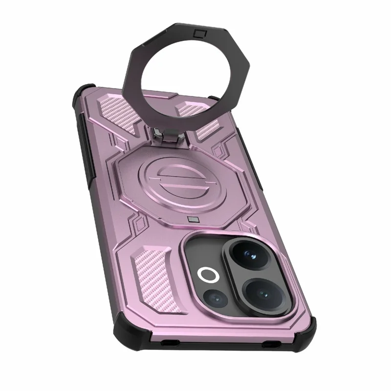 For vivo V60 5G Magnetic Case Rotating Metal Kickstand Shockproof PC + TPU Phone Back Cover - Pink