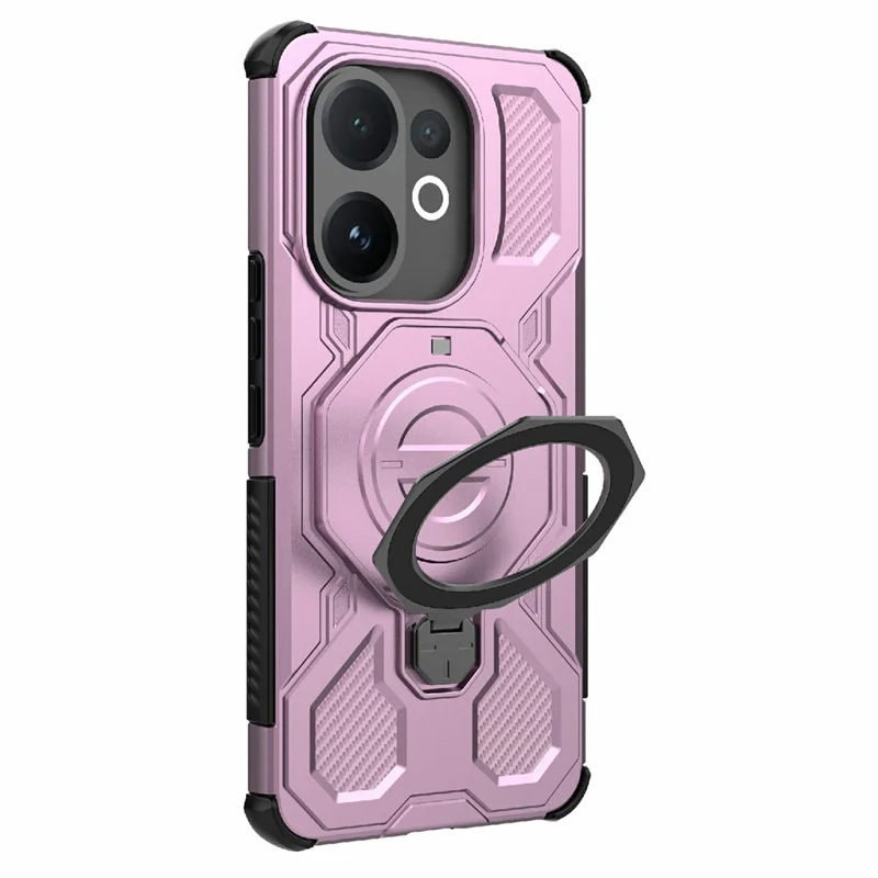 For vivo V60 5G Magnetic Case Rotating Metal Kickstand Shockproof PC + TPU Phone Back Cover - Pink