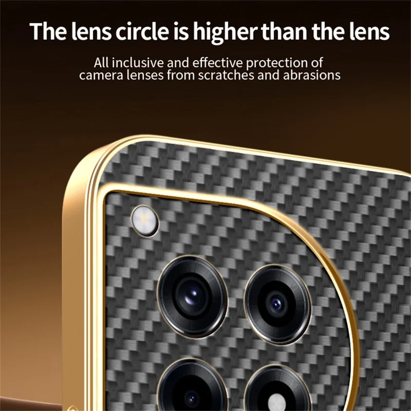 For OnePlus Ace 3 5G  /  12R 5G Phone Case Carbon Fiber Textured Electroplated TPU Back Cover - Black