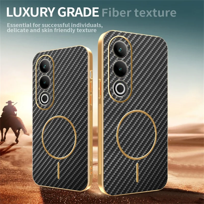 For OnePlus Ace 3V 5G Phone Case Carbon Fiber Textured Electroplated TPU Back Cover - Black