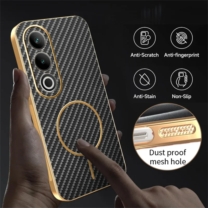 For OnePlus Ace 3V 5G Phone Case Carbon Fiber Textured Electroplated TPU Back Cover - Black
